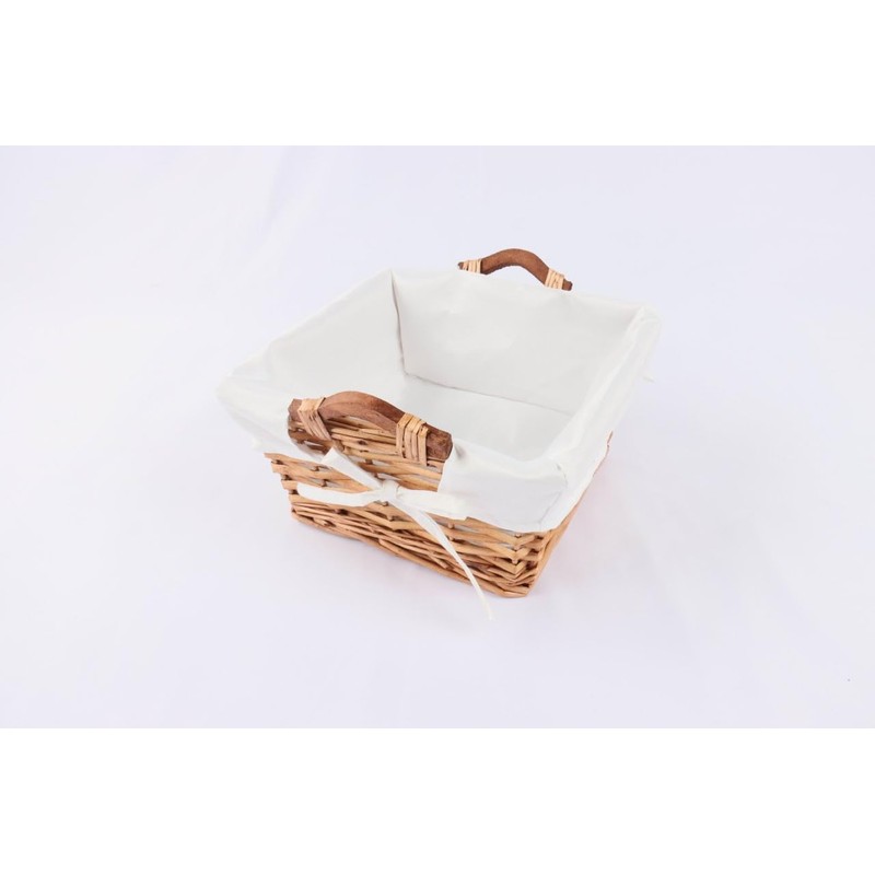Chattels Square Bread Serving Basket with wooden handles and Washable