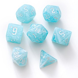 vvpesca Blue DND Dice Set of 7 – Polyhedral Dice Set for TTRPGs,Dungeons and Dragons,Role Playing Games and Other Table Games– D20 System Dice (Summer Blue)
