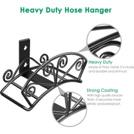 TomCare - Soporte de manguera de jardín resistente para manguera de agua con capacidad para mangueras de 150 pies, mangueras de metal sólido, soporte de pared, accesorios decorativos y duraderos para