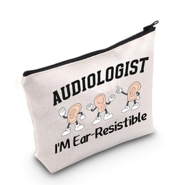 JNIAP Funny Audiologist Gift Therapy Gift Otolaryngologist Gifts Audiology Awareness Cosmetic Bag (I'M Ear-Resistible Bag)