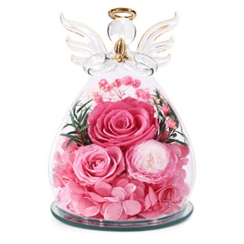 Birthday Gifts for Women Mom Preserved Roses in Glass Angel Figurines Fresh Flowers for Delivery Forever Flowers Eternal Rose Angel Gifts for Women Grandma Sister Wife Her Girlfriend from Daughter