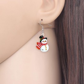 NEWEI Acrylic Cartoon Christmas Snowman Earrings Drop Dangle Decoration Costumes Jewelry for Women Girls Gift New Year (Christmas Snowman E)