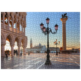 MyPuzzle Doge's Palace and Piazzetta Against San Giorgio Maggiore in Morning Light, Venice, Italy - Premium 500 Piece Jigsaw Puzzle for Adults