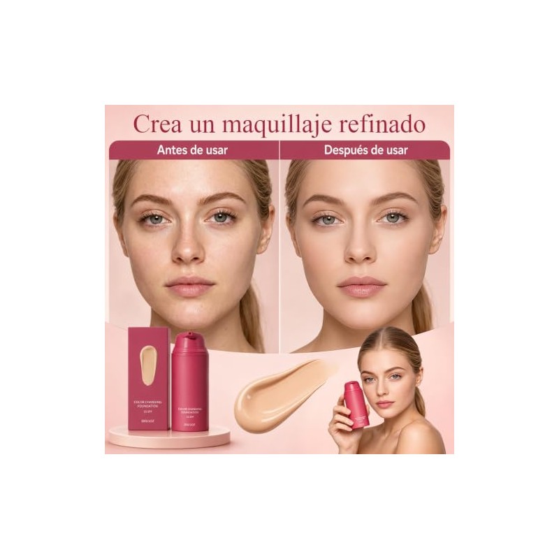Base Maquillaje Cambiante Temperatura Semimate Impecable Ligera Larga Duración Toda