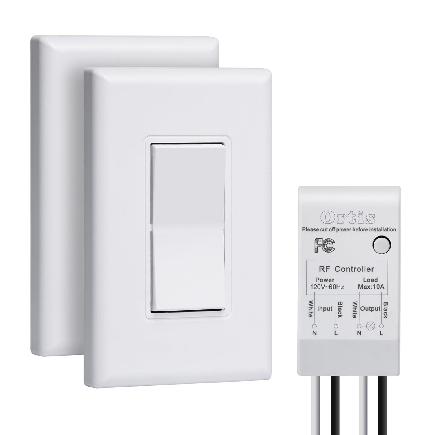 Wireless Light Switch and Receiver Kit, Ortis 300ft RF Range Wireless