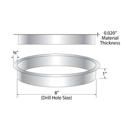Outwater 8" (Nominal) Diameter x 1" Height 304 Polished Stainless Steel Trash Grommets for Countertop Inserted Trash Chutes