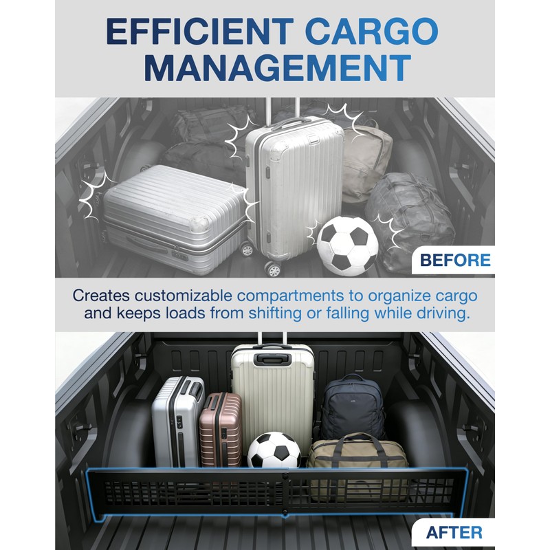Adjustable Truck Bed Divider, Expandable Steel Cargo Organizer Panel