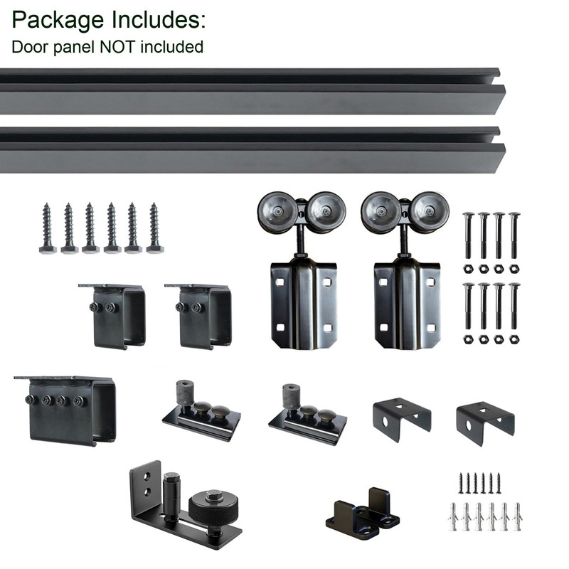 DIYHD 8FT Ceiling Mount Black Sliding Barn Door Hardware, Low
