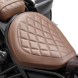 Motorcycle Leather Rider Solo Seat Saddle Cushion Pad Compatible with Rebel CMX CM 1100 CMX1100 CM1100 2021 2022 2023 2024 2025 Front Driver Pressure Relief Soft Pillion, Brown