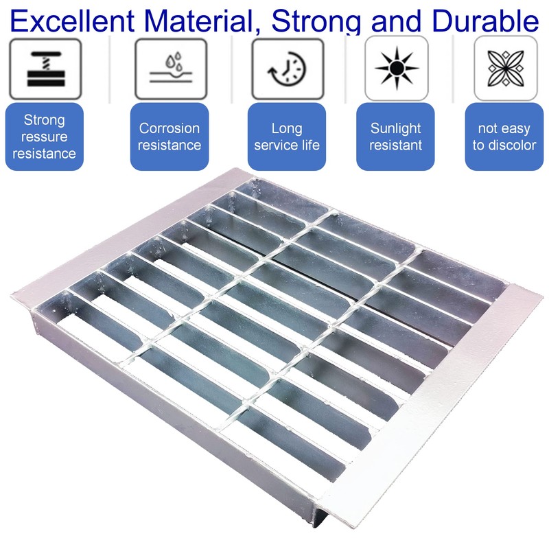 MOSINSBO Galvanized Steel Drain Grate with Base, 12x12 Outdoor Drain