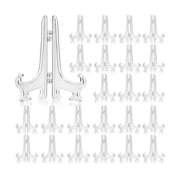 Wilzing 100 Pieces 3 Inch Clear Plastic Easel Stands Mini