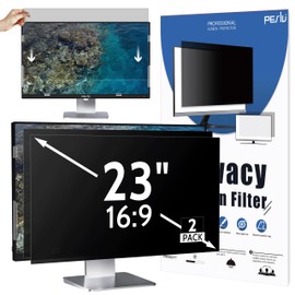 Peslv 2-PACK 23 Inch 16:9 Computer Privacy Screen for Widescreen Monitor, 23inch Removable Anti Blue Light Glare Eye Protection Shield, Black Blackout Anti Spy Desktop Security Private Filter