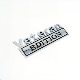 Veteran Edition Emblem Car Decals, Retired Soldier 3D Metal Material Sticker, Veteran Letters Raised Metal Fenders Decal Car Badges,2PCS(Silver/Black)
