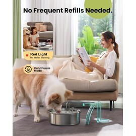 Oneisall Pet Water Fountain with 5 Set Filters, 7L/230oz Quiet Dog Water Dispenser, Stainless Steel Dog Fountain with Visual Water Level&4-Layer Filtration for Large Dogs