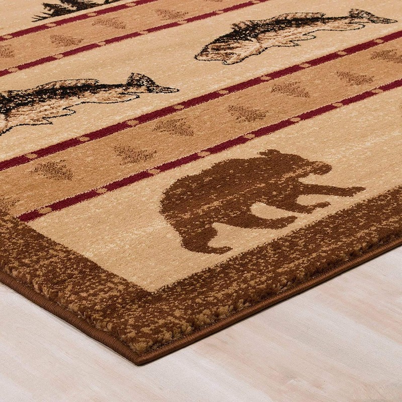 Champion Rugs Wildlife Multi-Color Rectangle Area Rug Cabin for Living,
