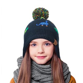 Winter Hat and Mitten Set - Upgrade Fleece Lined Knit Hat With Earflap Beanie Warm Cap for Kids, Toddlers and Babies