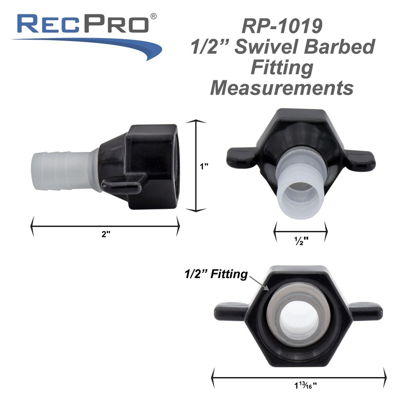 RV Plumbing Fitting 1/2" Swivel to 1/2" Barb | Barb
