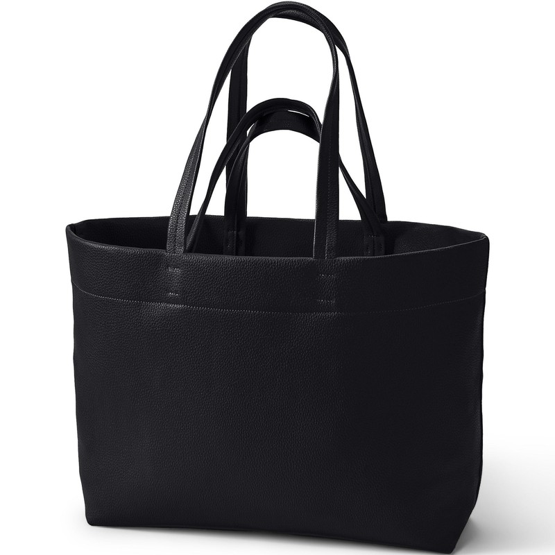 Lands' End Womens Faux Leather Tote Black One size