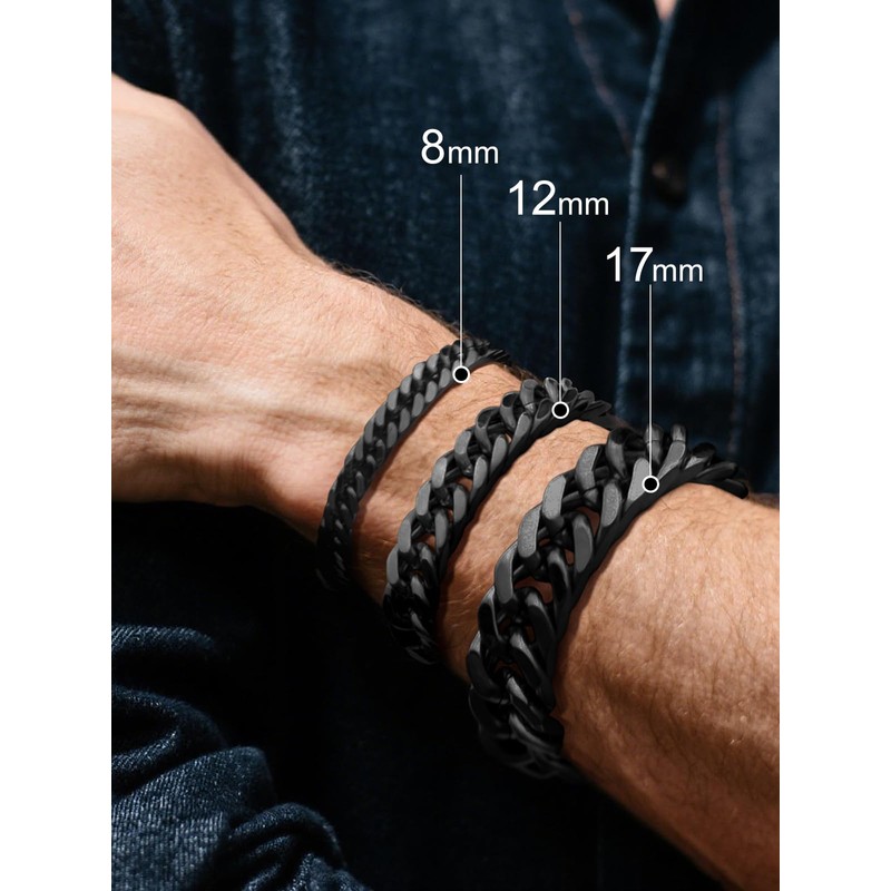 Supcare Black Mens Bracelet Always Remember 12mm Width 7.5 Inches
