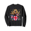 Union Jack Flag Lion Playing Drums UK Flag Sweatshirt