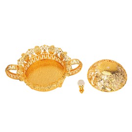 European Style Metal Fruit Plate Set Decorative Multifunctional Fruit Platter for Candy Snacks Dessert Round