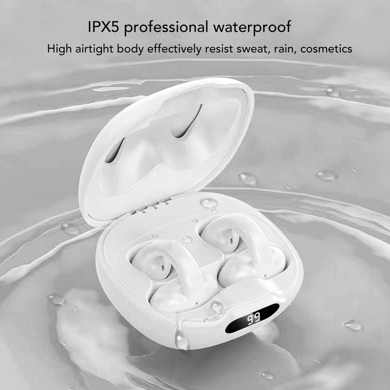 Ear Clip Bluetooth 5.4 Headphones Stereo IPX5 Waterproof Clip On