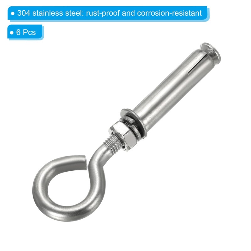 PATIKIL Expansion Hook M8 6 Pack 304 Stainless Steel Concrete