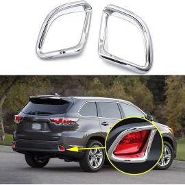 RCYK For 2014-2018 Toyota Highlander Chrome Rear Bumper Fog Light Decor Cover Trim
