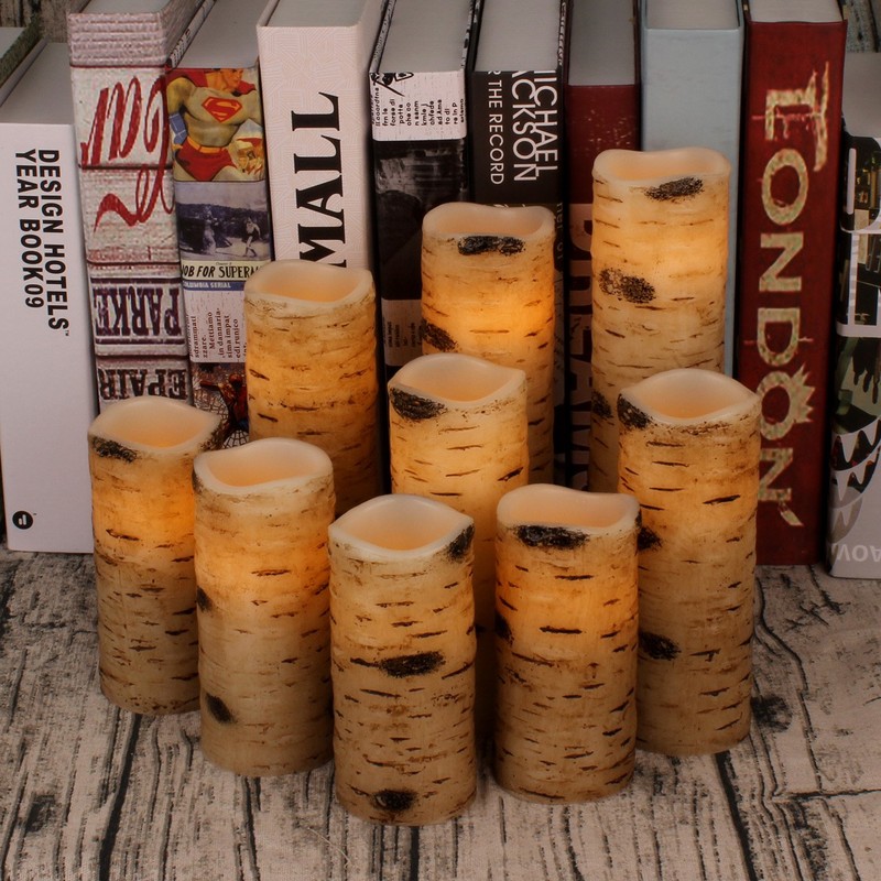 Vinkor Flameless Candles Battery Operated Candles Birch Effect 4" 5"