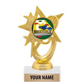 5.5" Gold Cornhole Trophies, Custom Astral Star Cornhole Trophy Award Prime