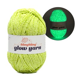 Bulingbuling Glow in The Dark Yarn, 100g Chenille Yarn, 2 Fine (Sport) Crochet Yarn for Crocheting, Knitting, DIY Art, Decoration and Crafts, 1 Pack of 175 yds, Green