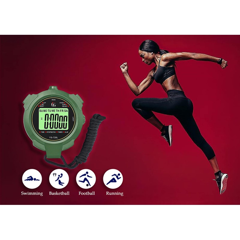 Stopwatch with Whistle, Stopwatch Sport Digital 2 Memory with Light