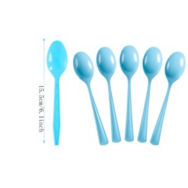 120 Plastic Spoons, Bulk Disposable Plastic Utensils Heavy Duty, Eco-Friendly Heavyweight DisposableSpoonsTableware Set for Lounge,Party,BBQ,Cafeteria,Wedding,Picnic(Blue)