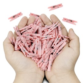 50 PCS 1.32 Inch Pink Clothes Pin Mini Clothespins Plastic Clothespins PinkPins Plastic Clothespins for Clothing Hanging Closepins Photos Pictures Decoration Clip Decorative Crafts Pegs (50, Pink)