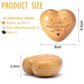 Sugeru Worry Stone Lucky Charm - Wooden Heart with Engraving | Courage Gift, Guardian Angel, Get Well Soon Gifts, Motivational Gifts, Decoration, for Family Friends Exam Children (Beautiful)