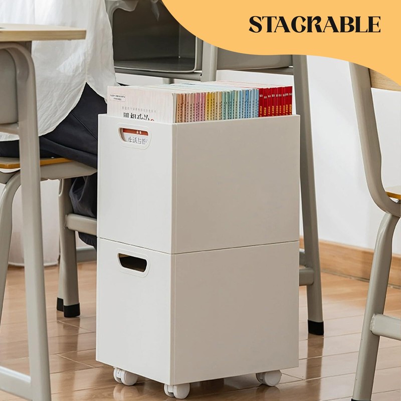 CINPIUK File Box Rolling File Organizer with Wheels Stackable Storage