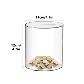 Clear Acrylic Money Box Break to Open Money Box, Transparent Savings Box Clear Piggy Bank for Kids Adults, 4.33”× 4.33”× 4.72”