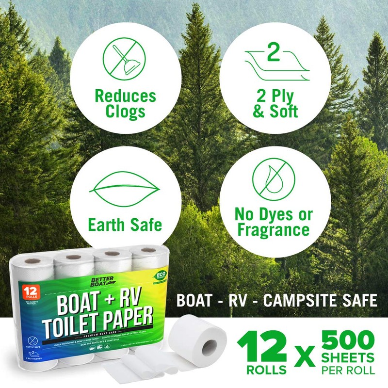 Boat and RV Toilet Paper, Septic Safe Quick Dissolving Tissue,