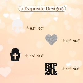 130pcs Rip 20s Confetti, Death to My 20s Table Confetti, Black&Silver Glitter Gothic Skull Cheers to 30 Years Table Scatter, Funeral for My Youth 30th Birthday Party Decoration