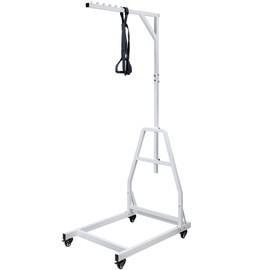 HomiShare Trapeze Bar for Bed Mobility, Heavy Duty Pull Up Assist Bar with Floor Stand, 5Ft-7Ft Height Adjustable Trapeze Bar, Medical Patient Mover for Care Facilities, White