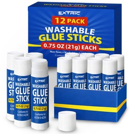 Glue Sticks for Kids, White Glue Sticks Bulk Classroom 12 Count, 0.75 Ounce, Washable All Purpose, for Kids, School and Home