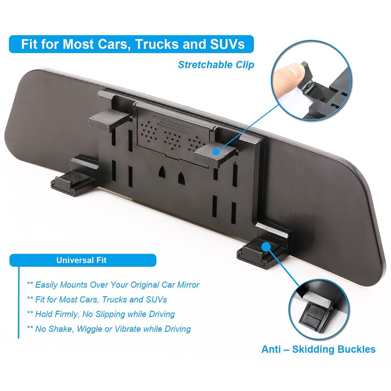 Rear View Mirror, Panoramic Rearview Mirror, Car Interior Clip-On Wide