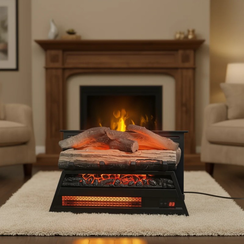 Electric Fireplace Insert 23-Inch With 3D Log Set Infrared Heater