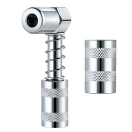 SIMAIYUN 90 Degree Grease Gun Coupler, 3 Jaw Spring Loaded Fitting Adapter for Farm Equipment, Trucks