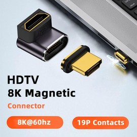 chenyang HDMI 2.1 Magnetic Connector HDMI Male to Female 90 Degree Up Angled Low 8K@60Hz 4K@120Hz 48Gbps High Speed Gender Change Adapter Gold Plated