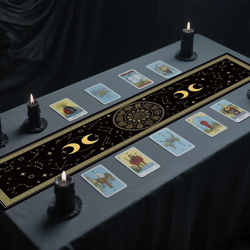 BOXOB Witchcraft Altar Cloth Table Runner, 16.34x71.65in Tarot Tablecloth with