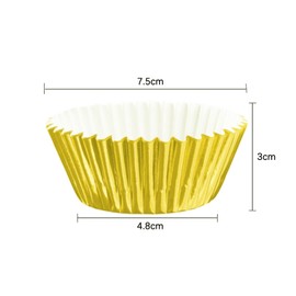 100 Pcs Gold Cupcake Cases, Metallic Foil Lined Muffin Wraps Cases for Baking-Disposable Baking Cups on Weddings Birthdays Party