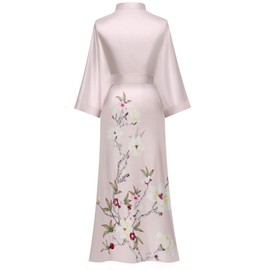 Pink Silk Robe Kimonos for Women Satin Bath Robe Long Bathrobes Bridal Robe for Wedding Day Shower Gifts Nightgown Party