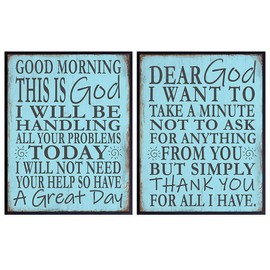 Spiritual God Wall Decor - Religious Gifts for Women - Catholic Gifts for Women - Christian Wall Art - Church Decorations - Inspirational Positive Quotes - Blue Wall Decor - Grateful Wall Art Unframed