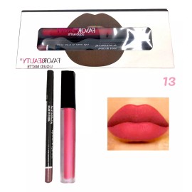 Favorbeauty Set De Labiales Liquido Con Lápiz Delineador De Labios 1 Pz